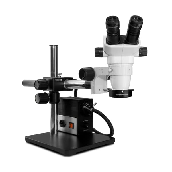 SSZ Stereo Zoom Microscope And Fiber-Optic LED On Single Arm Stand